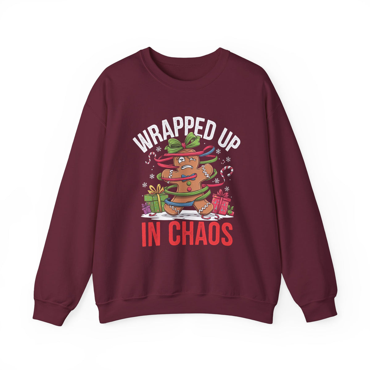 Wrapped in Chaos Christmas Sweatshirt, Funny Women's Christmas Sweatshirt, Trendy Holiday Sweatshirt, Cute Christmas Sweater, Chaos Graphic Pullover