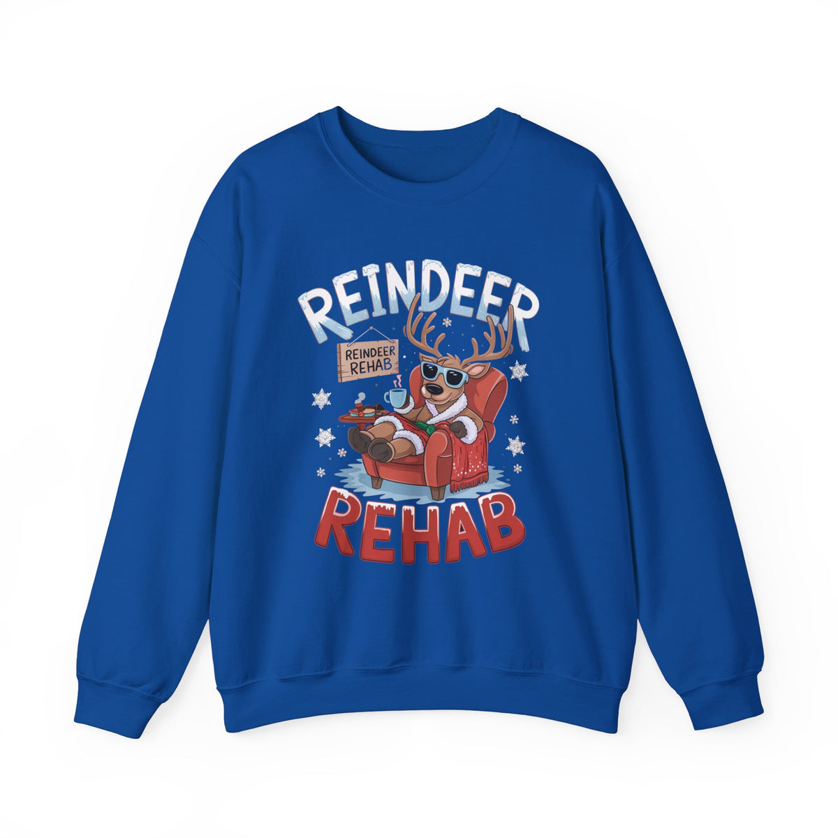 Reindeer Rehab Christmas Sweatshirt, Fun Women's Holiday Sweatshirt, Trendy Reindeer Pullover, Festive Christmas Sweater, Cute Winter Sweatshirt