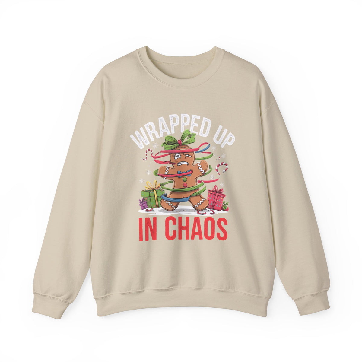 Wrapped in Chaos Christmas Sweatshirt, Funny Women's Christmas Sweatshirt, Trendy Holiday Sweatshirt, Cute Christmas Sweater, Chaos Graphic Pullover