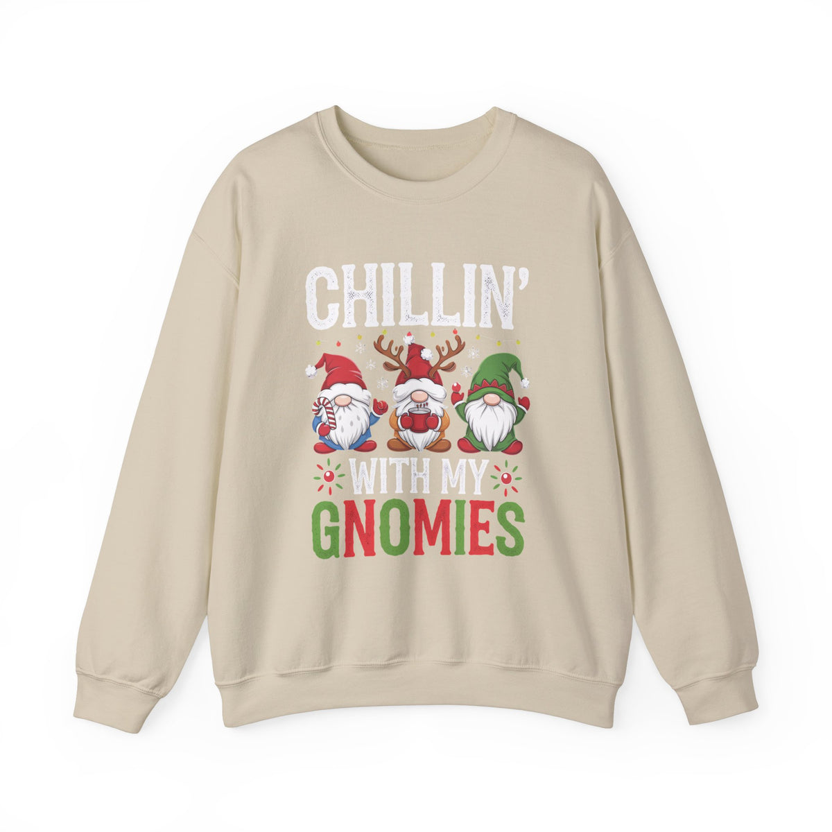 Chillin With My Gnomies Christmas Sweatshirt, Fun Women's Holiday Sweatshirt, Trendy Gnome Pullover, Cute Winter Sweater, Festive Holiday Sweatshirt