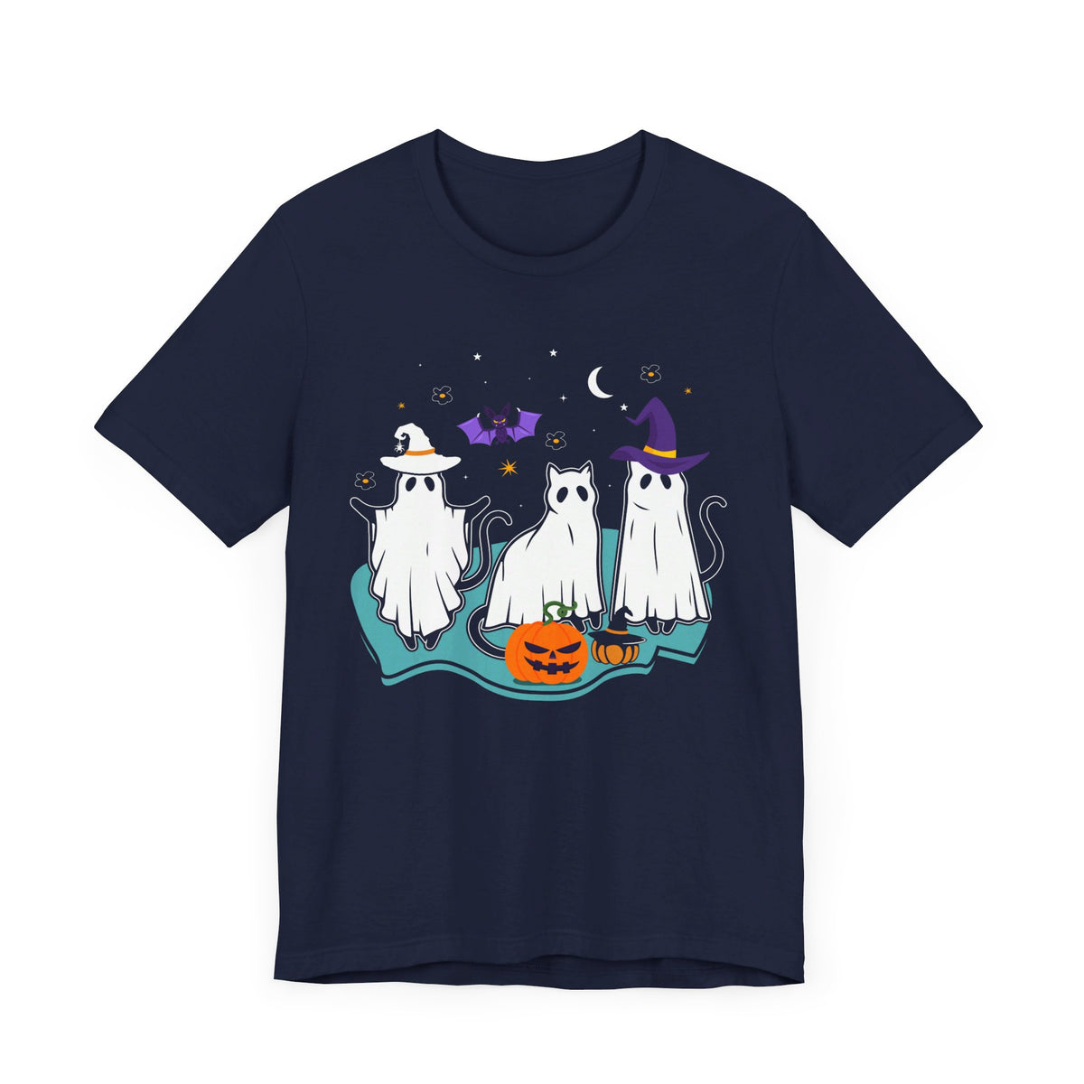 Black Cats In Ghost Halloween Tee