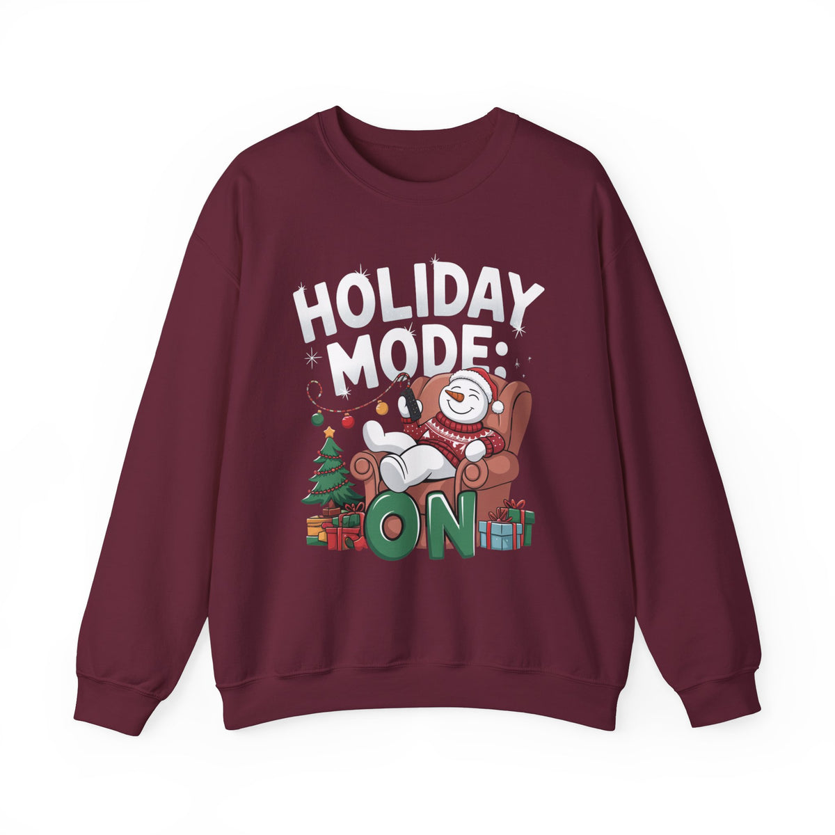 Holiday Mode SnowMan Christmas Sweatshirt, Cute Women's Holiday Sweatshirt, Trendy Snowman Pullover, Festive Winter Sweater, Fun Christmas Sweatshirt