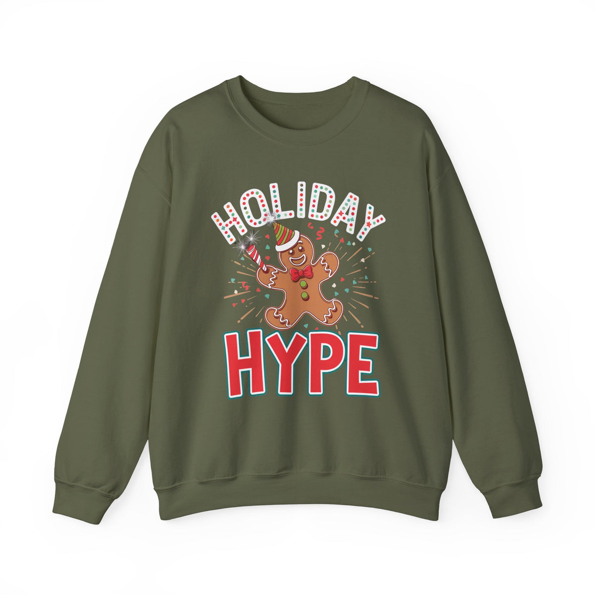 Holiday Hype Gingerbread Christmas Sweatshirt, Trendy Women's Holiday Sweatshirt, Cute Gingerbread Pullover, Festive Christmas Sweater, Fun Winter Sweatshirt