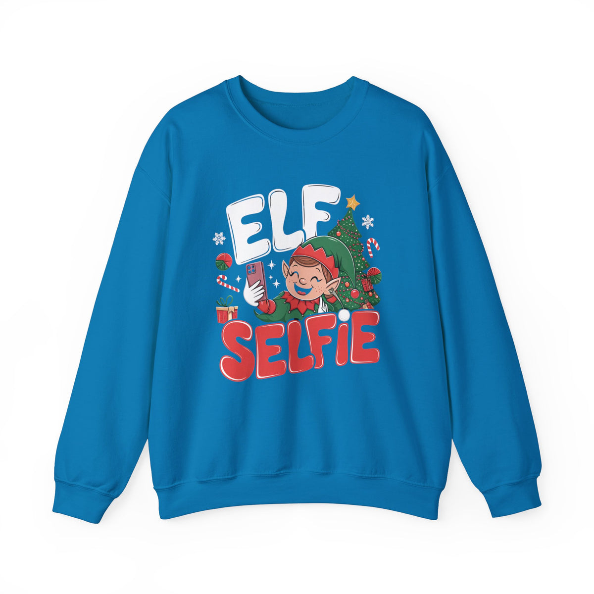 Elf Sefie Christmas Sweatshirt, Fun Women's Holiday Sweatshirt, Trendy Elf Pullover, Festive Christmas Sweater, Cute Winter Sweatshirt