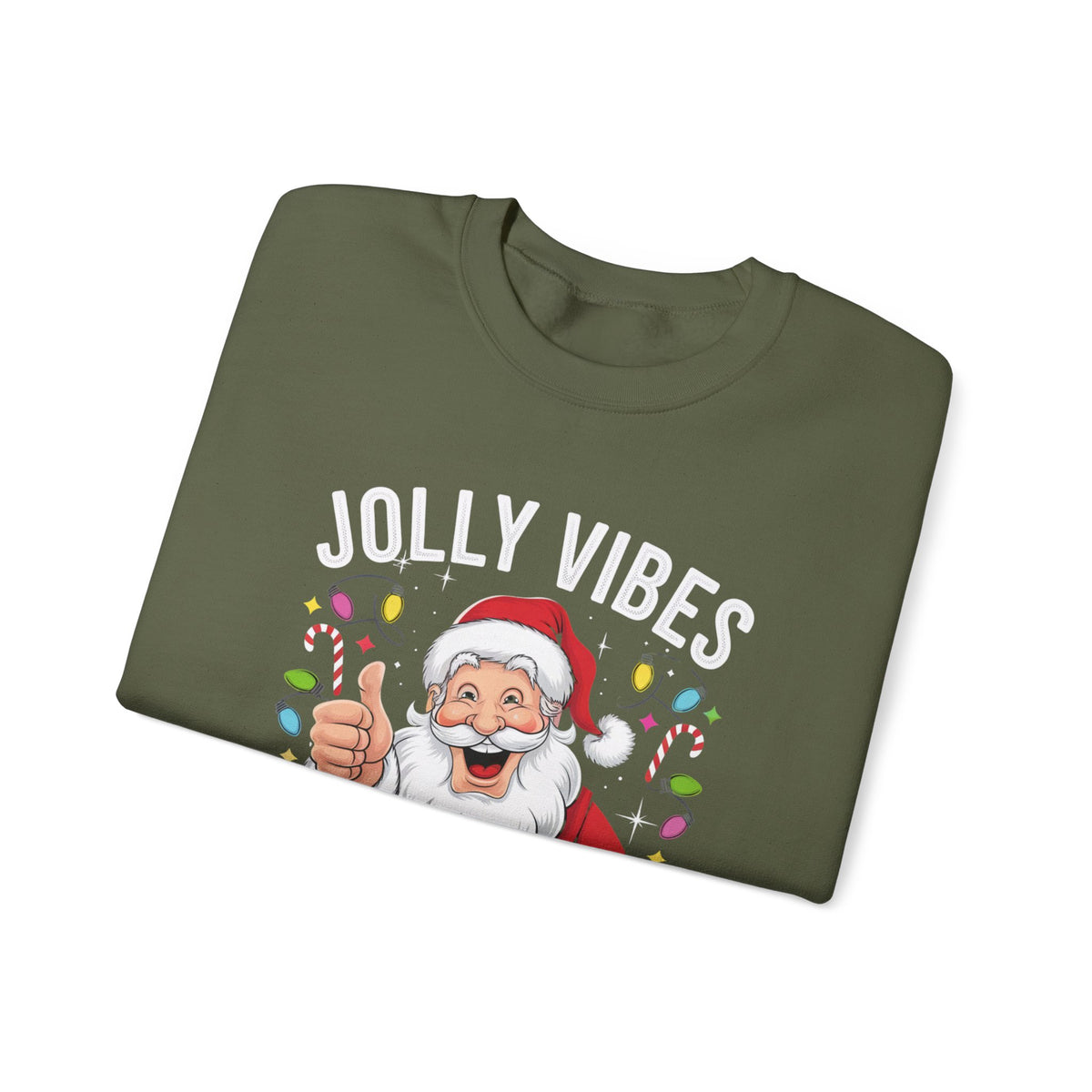 Jolly Vibes Only Santa Christmas Sweatshirt, Fun Women's Holiday Sweatshirt, Trendy Santa Pullover, Festive Christmas Sweater, Cute Winter Sweatshirt