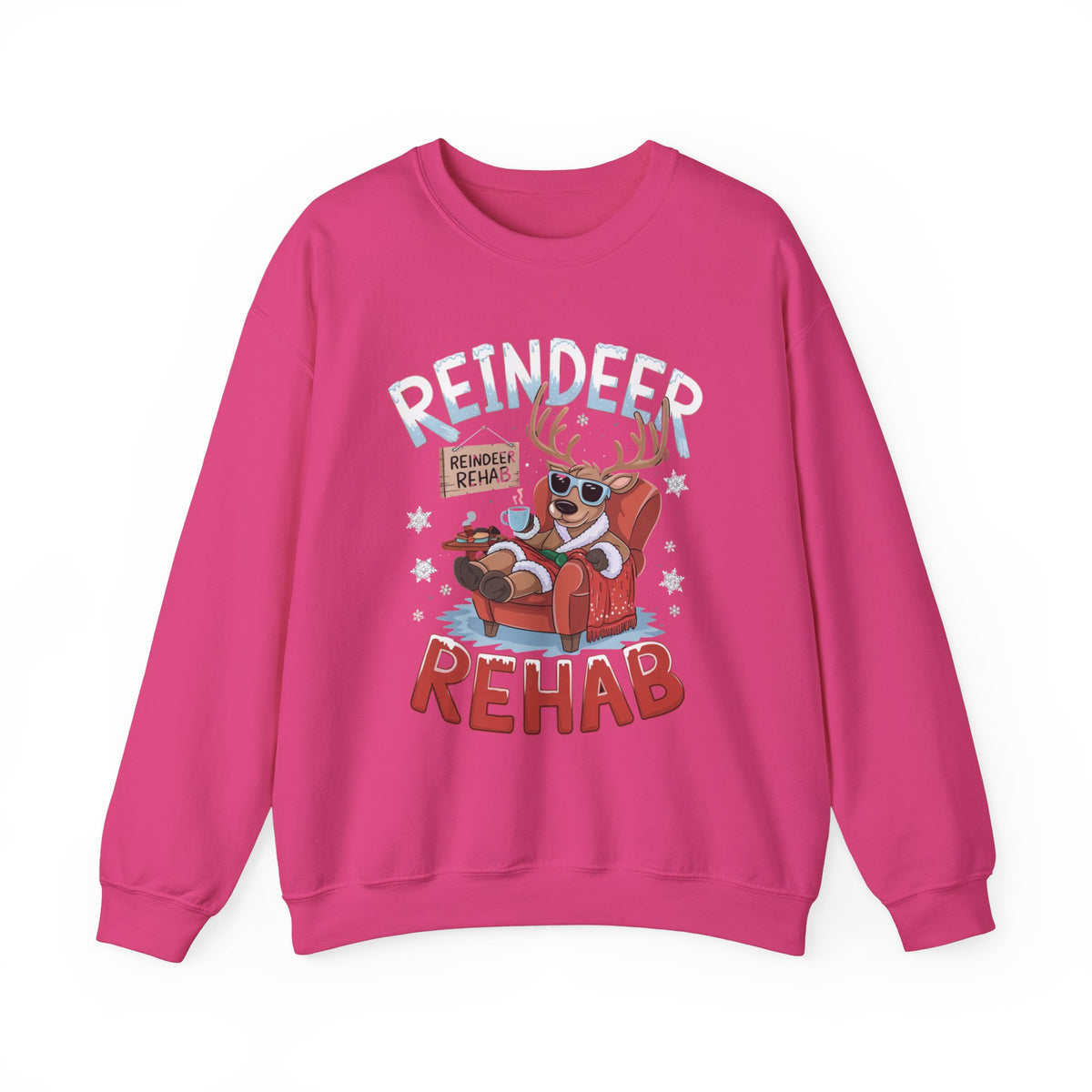 Reindeer Rehab Christmas Sweatshirt, Fun Women's Holiday Sweatshirt, Trendy Reindeer Pullover, Festive Christmas Sweater, Cute Winter Sweatshirt