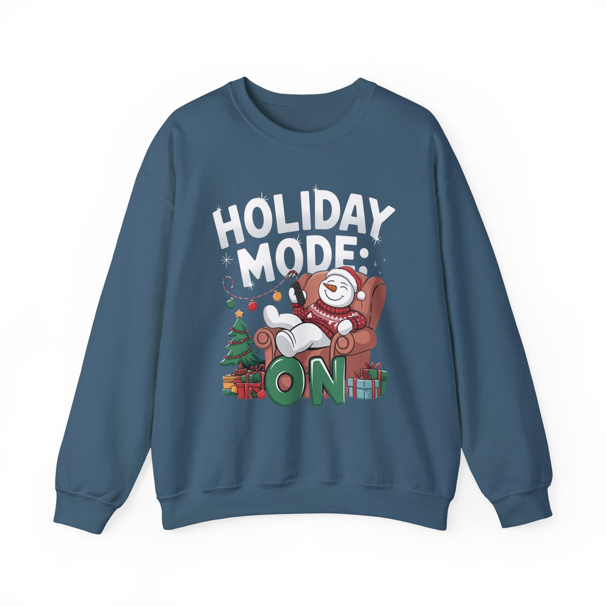 Holiday Mode SnowMan Christmas Sweatshirt, Cute Women's Holiday Sweatshirt, Trendy Snowman Pullover, Festive Winter Sweater, Fun Christmas Sweatshirt