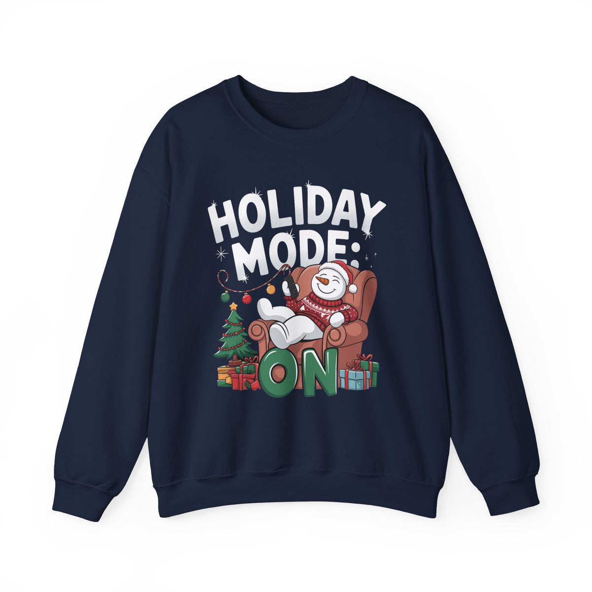 Holiday Mode SnowMan Christmas Sweatshirt, Cute Women's Holiday Sweatshirt, Trendy Snowman Pullover, Festive Winter Sweater, Fun Christmas Sweatshirt