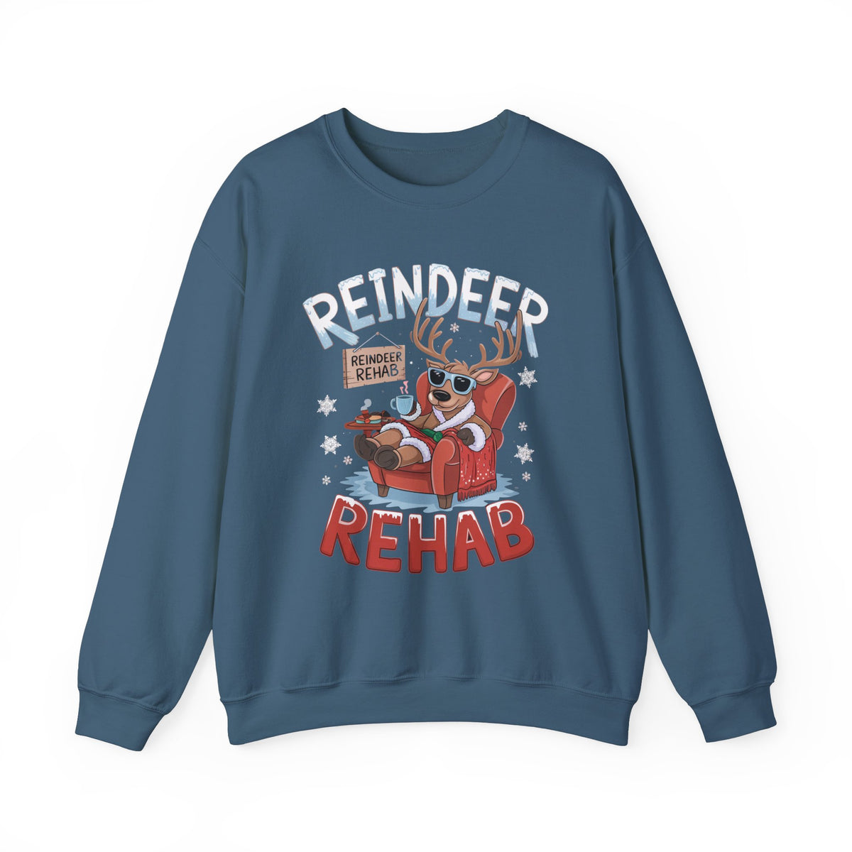 Reindeer Rehab Christmas Sweatshirt, Fun Women's Holiday Sweatshirt, Trendy Reindeer Pullover, Festive Christmas Sweater, Cute Winter Sweatshirt