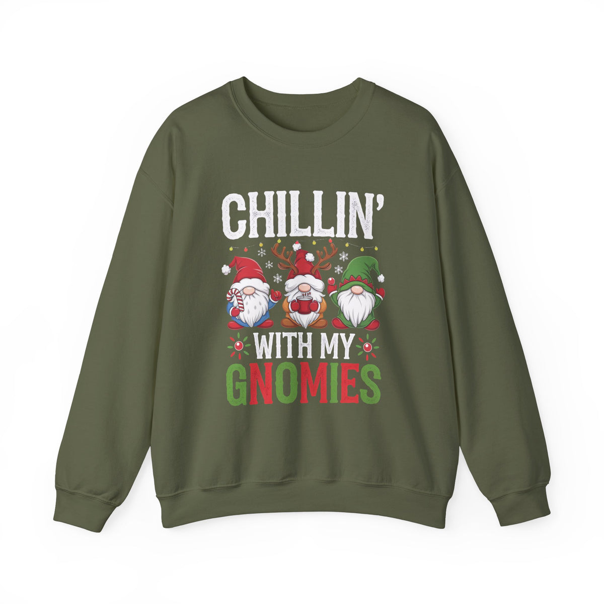 Chillin With My Gnomies Christmas Sweatshirt, Fun Women's Holiday Sweatshirt, Trendy Gnome Pullover, Cute Winter Sweater, Festive Holiday Sweatshirt