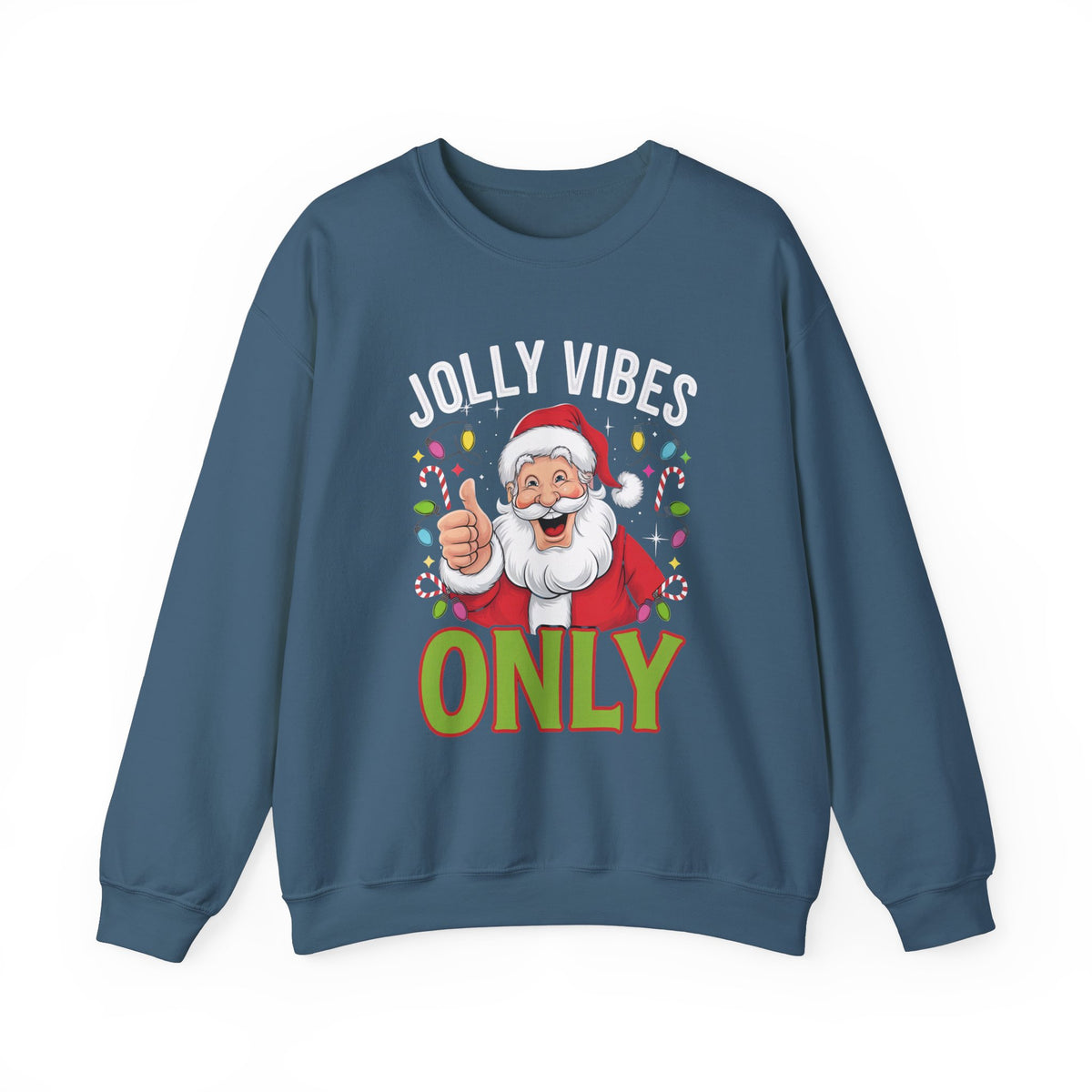 Jolly Vibes Only Santa Christmas Sweatshirt, Fun Women's Holiday Sweatshirt, Trendy Santa Pullover, Festive Christmas Sweater, Cute Winter Sweatshirt