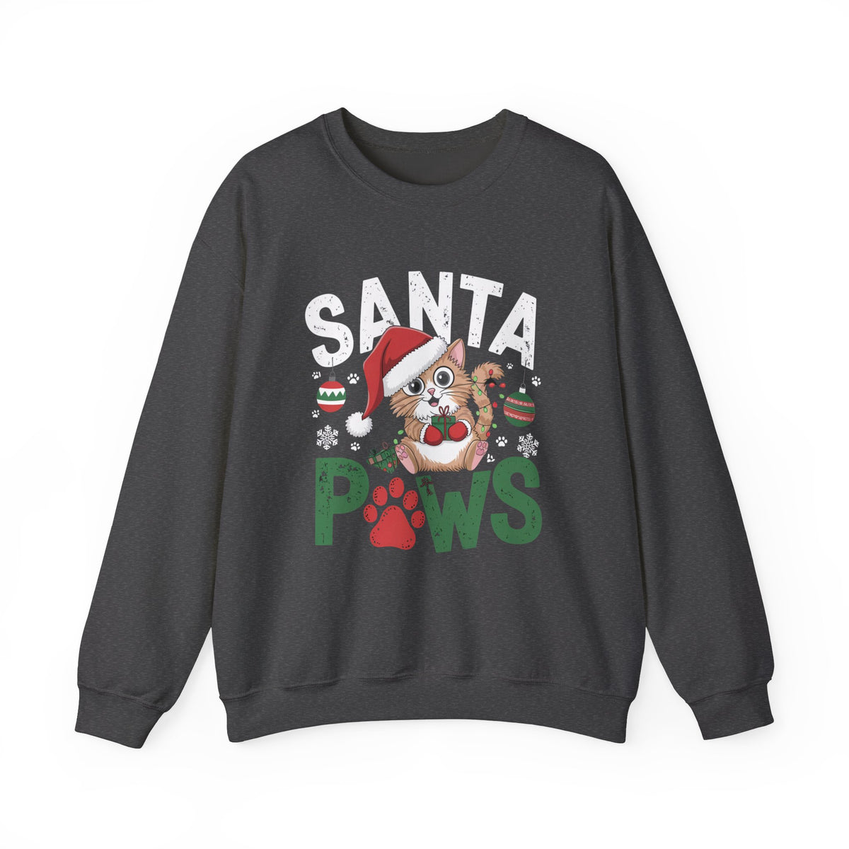 Santa Paws Cute Cat Christmas Sweatshirt, Fun Women's Holiday Sweatshirt, Trendy Christmas Pullover, Cute Pet Lover Sweater, Festive Winter Sweatshirt