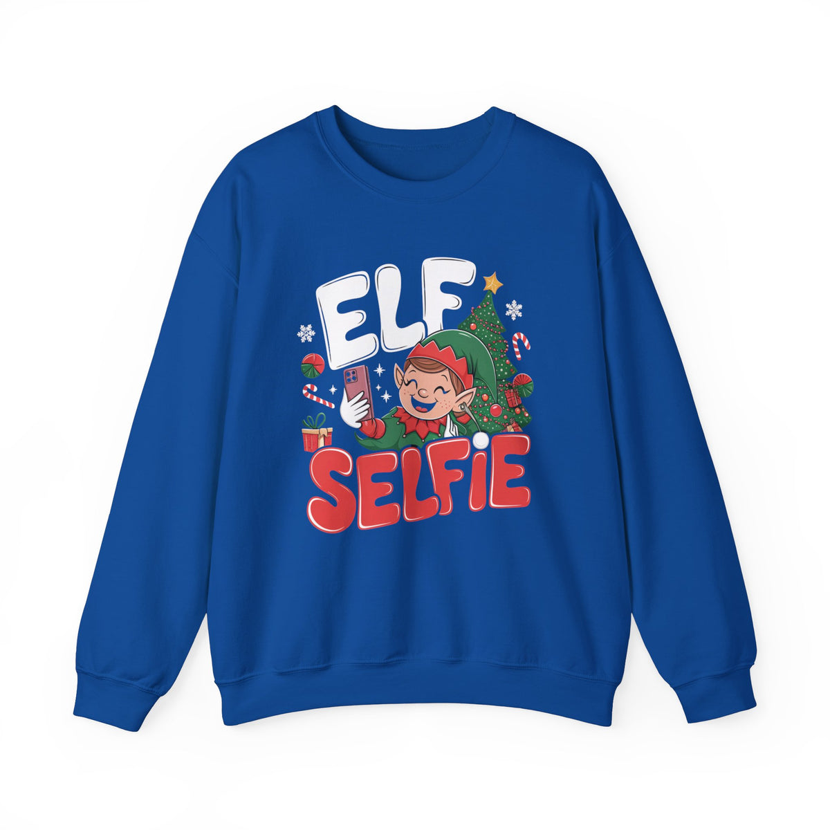 Elf Sefie Christmas Sweatshirt, Fun Women's Holiday Sweatshirt, Trendy Elf Pullover, Festive Christmas Sweater, Cute Winter Sweatshirt