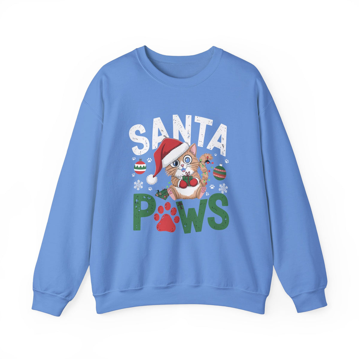 Santa Paws Cute Cat Christmas Sweatshirt, Fun Women's Holiday Sweatshirt, Trendy Christmas Pullover, Cute Pet Lover Sweater, Festive Winter Sweatshirt