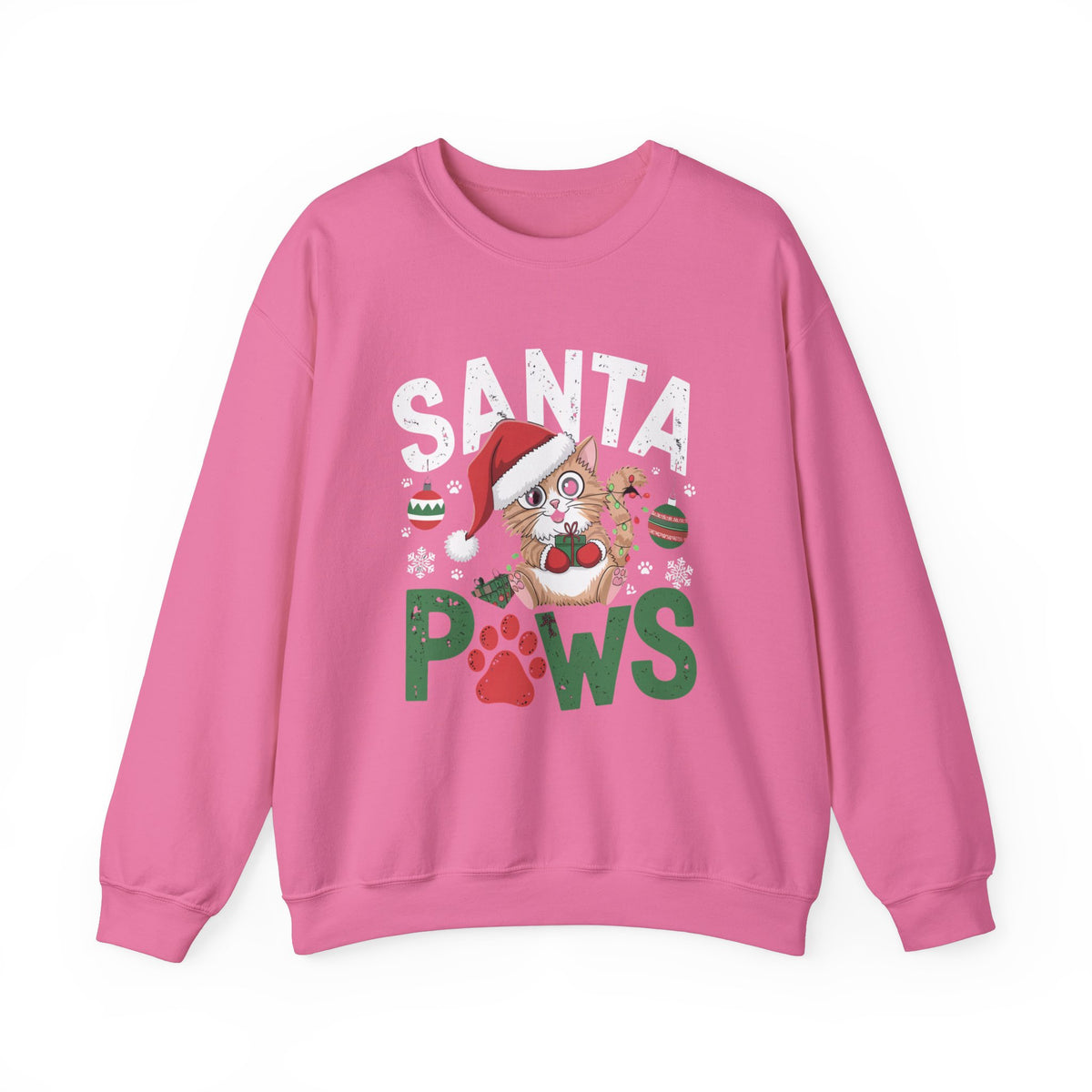 Santa Paws Cute Cat Christmas Sweatshirt, Fun Women's Holiday Sweatshirt, Trendy Christmas Pullover, Cute Pet Lover Sweater, Festive Winter Sweatshirt