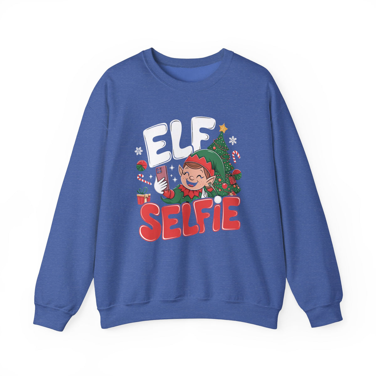 Elf Sefie Christmas Sweatshirt, Fun Women's Holiday Sweatshirt, Trendy Elf Pullover, Festive Christmas Sweater, Cute Winter Sweatshirt