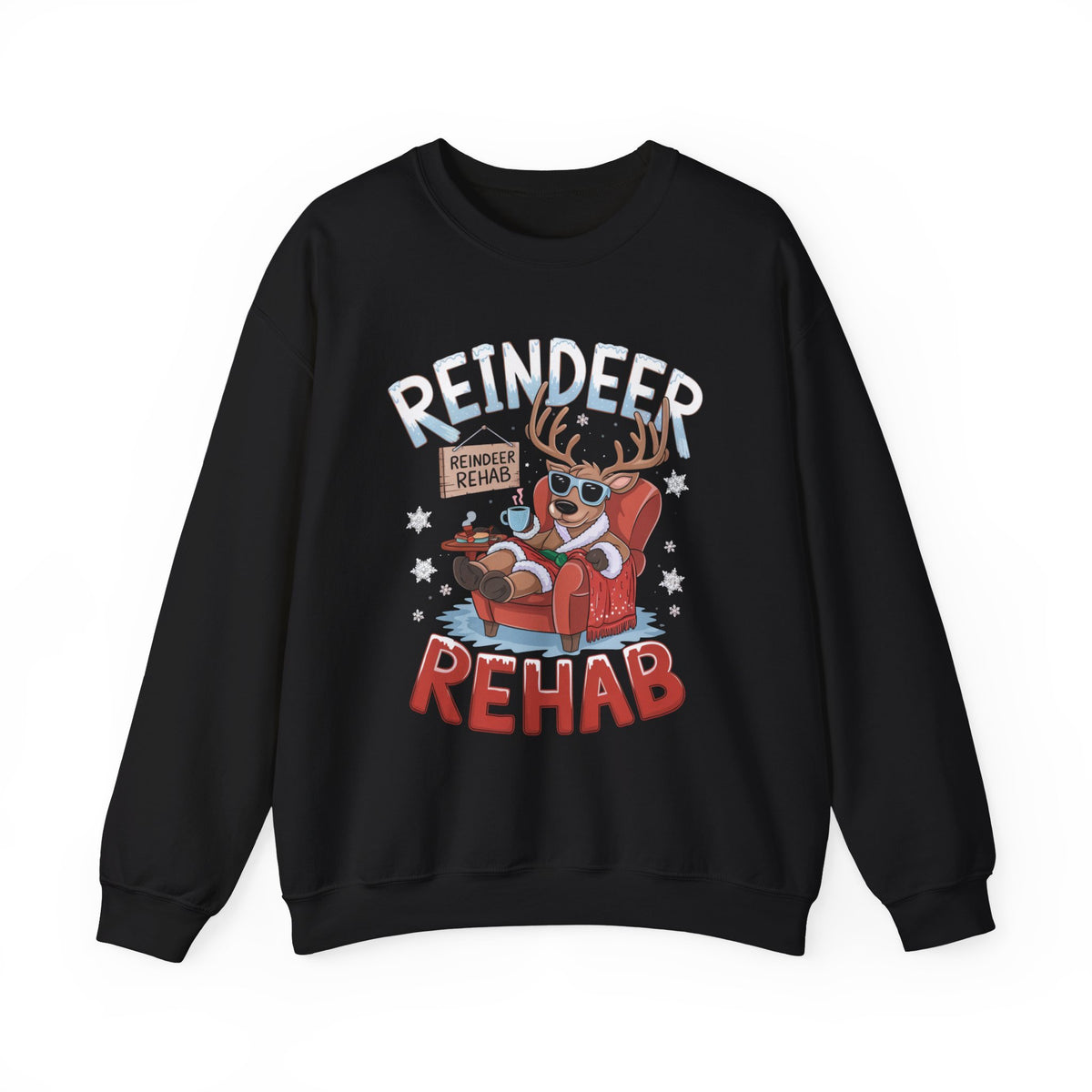 Reindeer Rehab Christmas Sweatshirt, Fun Women's Holiday Sweatshirt, Trendy Reindeer Pullover, Festive Christmas Sweater, Cute Winter Sweatshirt