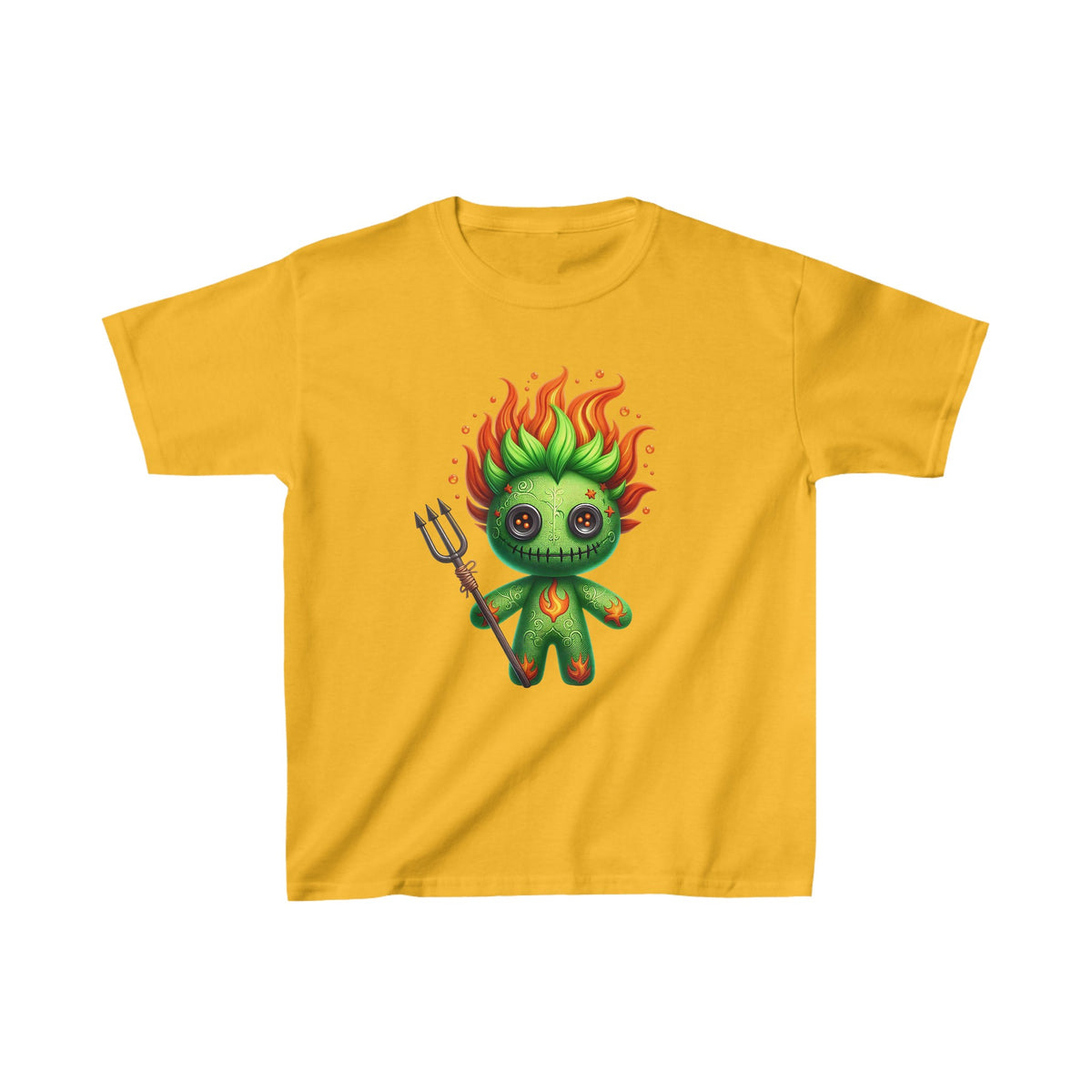 Spooky Green Voodoo Doll Kids Halloween Tee