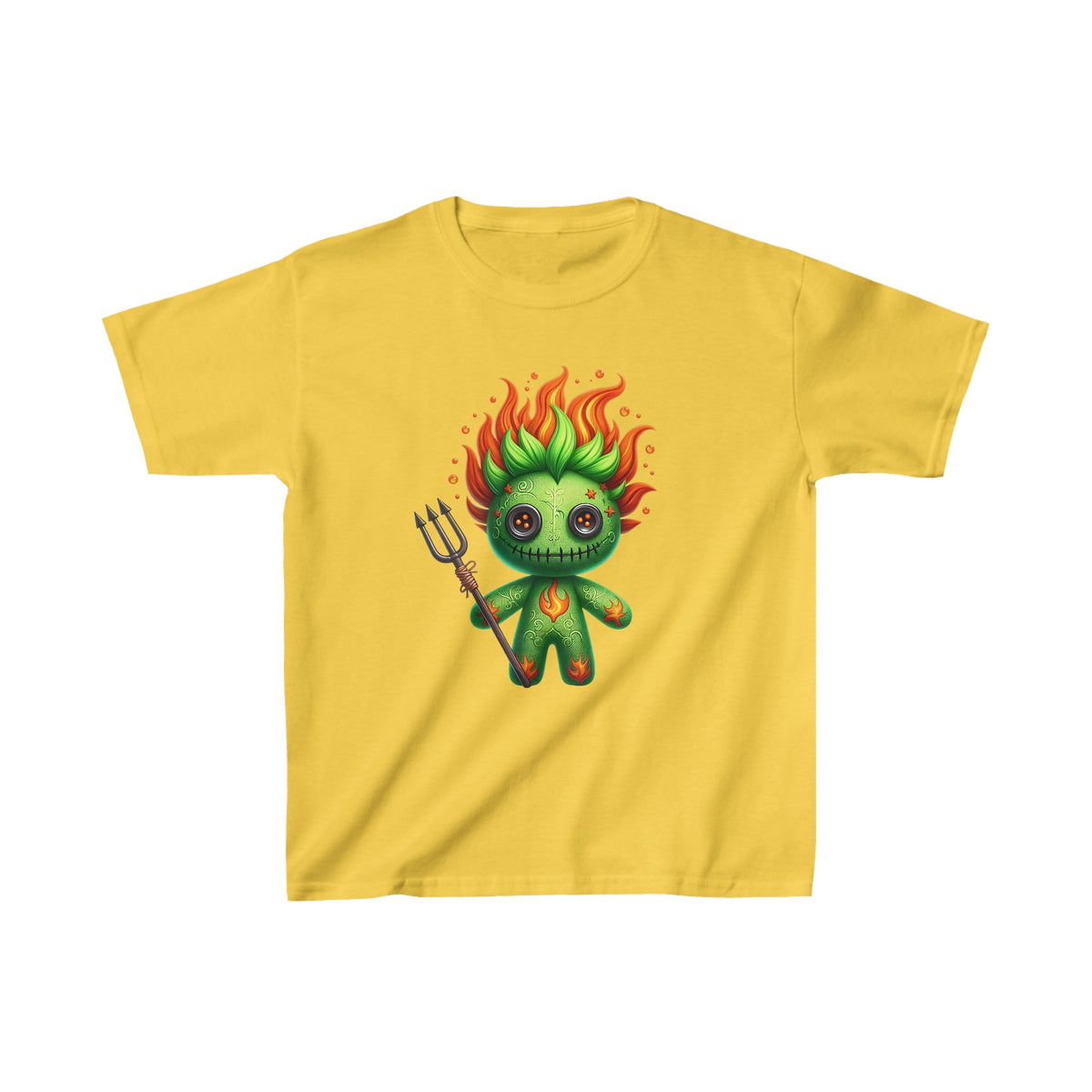 Spooky Green Voodoo Doll Kids Halloween Tee