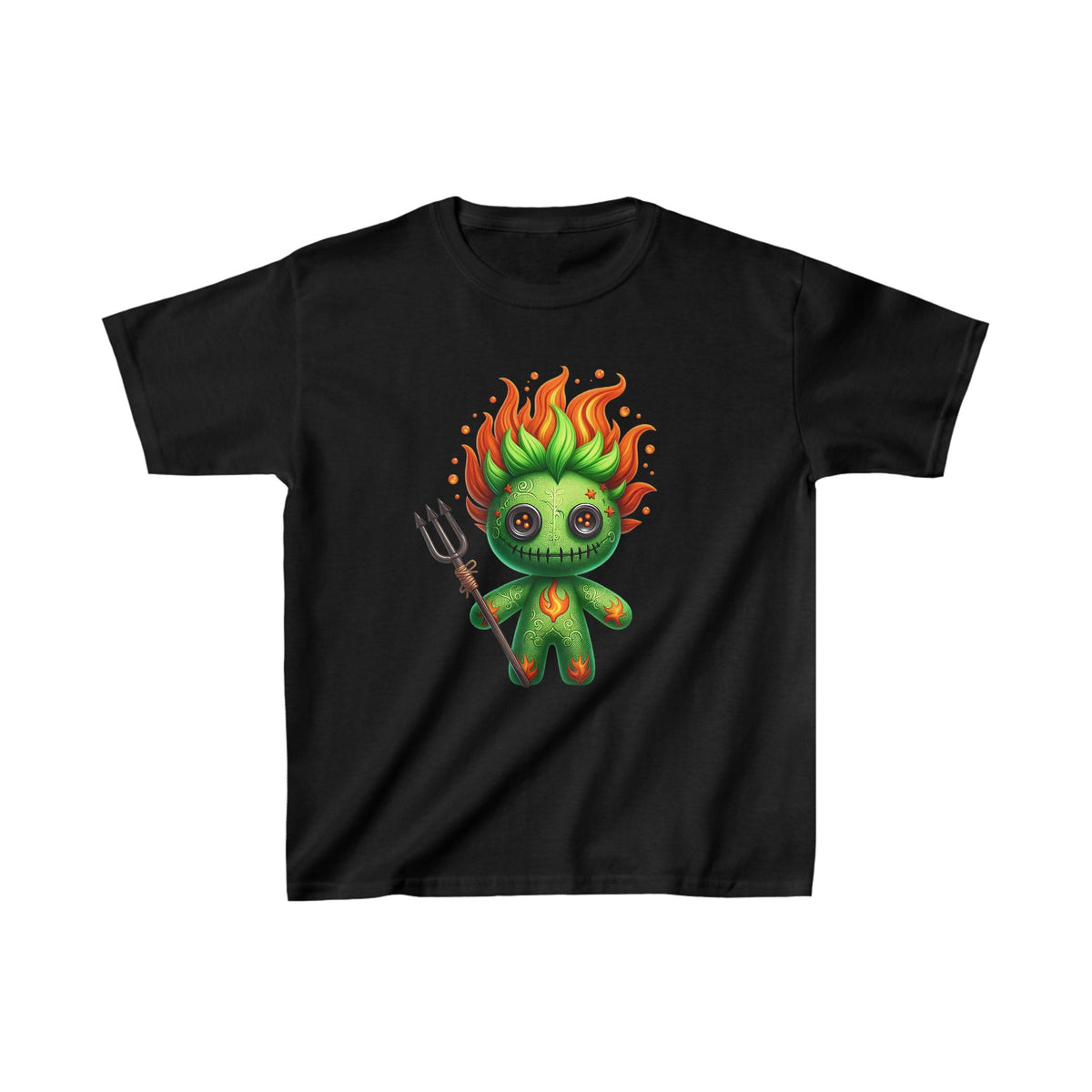 Spooky Green Voodoo Doll Kids Halloween Tee