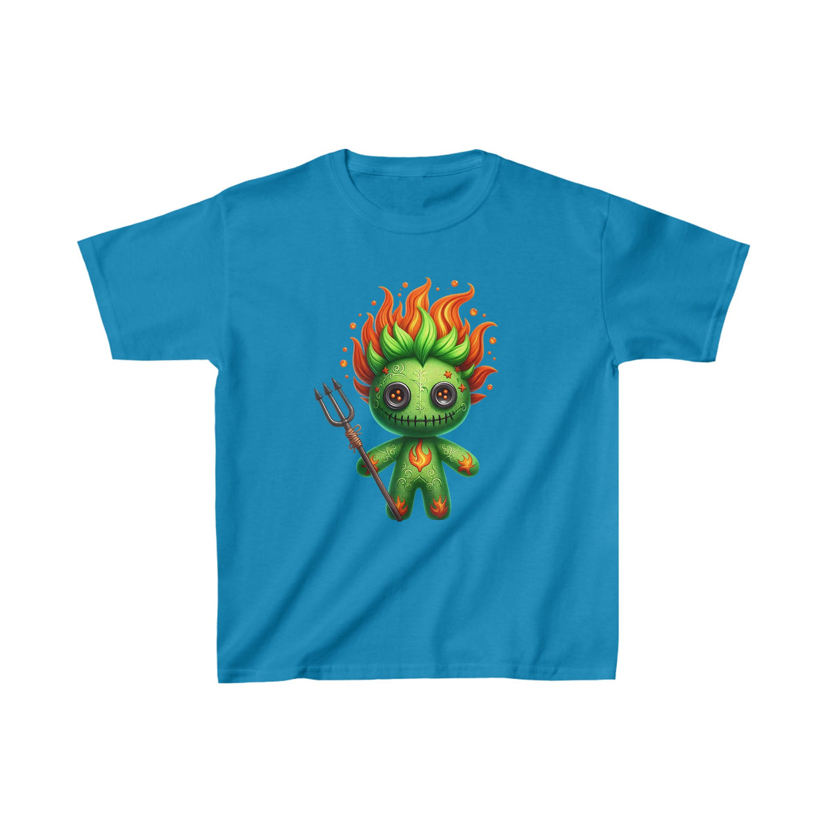 Spooky Green Voodoo Doll Kids Halloween Tee