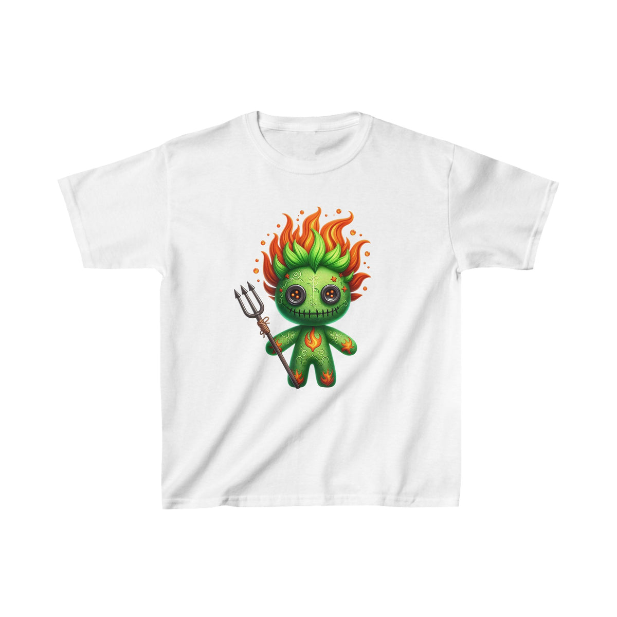 Spooky Green Voodoo Doll Kids Halloween Tee