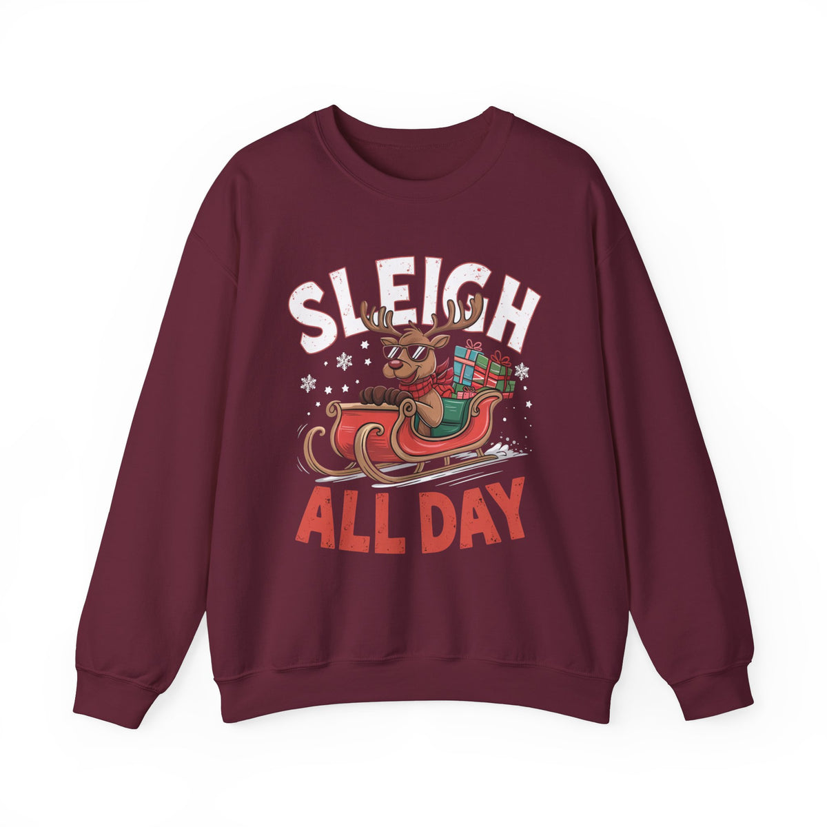 Sleigh All Day Christmas Sweatshirt, Fun Women's Holiday Sweatshirt, Trendy Christmas Pullover, Cute Winter Sweater, Festive Holiday Sweatshirt