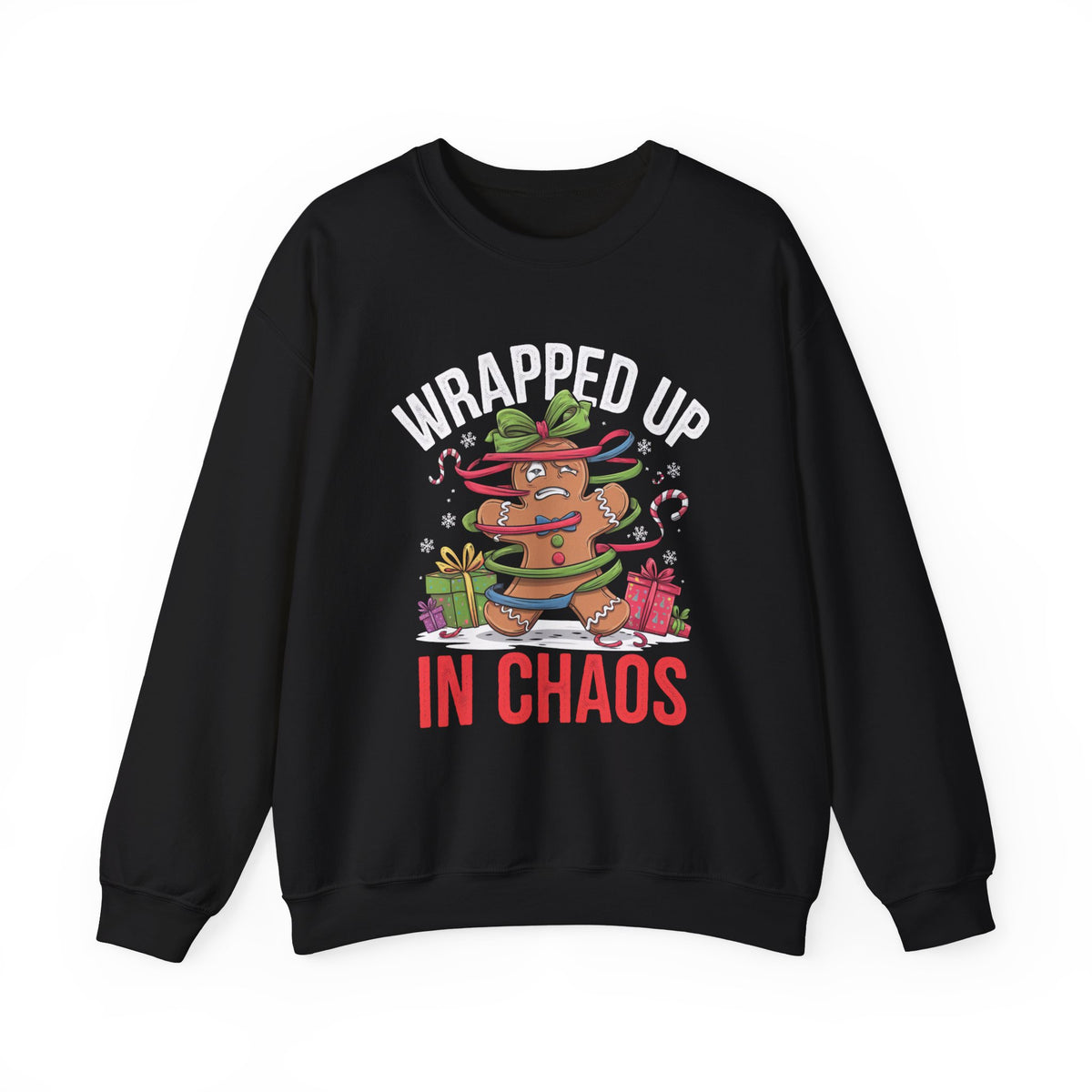 Wrapped in Chaos Christmas Sweatshirt, Funny Women's Christmas Sweatshirt, Trendy Holiday Sweatshirt, Cute Christmas Sweater, Chaos Graphic Pullover