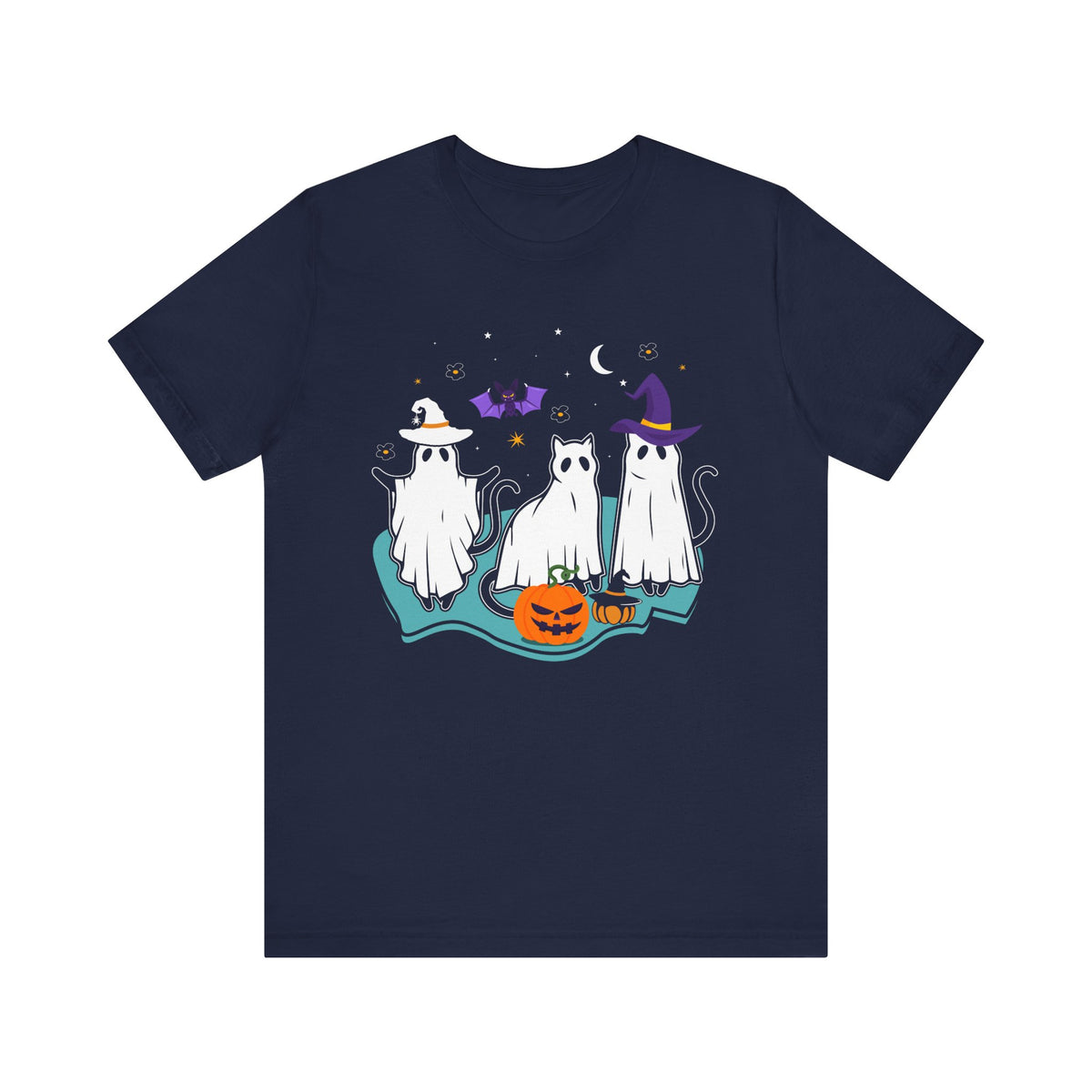 Black Cats In Ghost Halloween Tee