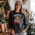 wrapped-in-chaos-christmas-sweatshirt,-funny-women's-christmas-sweatshirt,-trendy-holiday-sweatshirt,-cute-christmas-sweater,-chaos-graphic-pullover